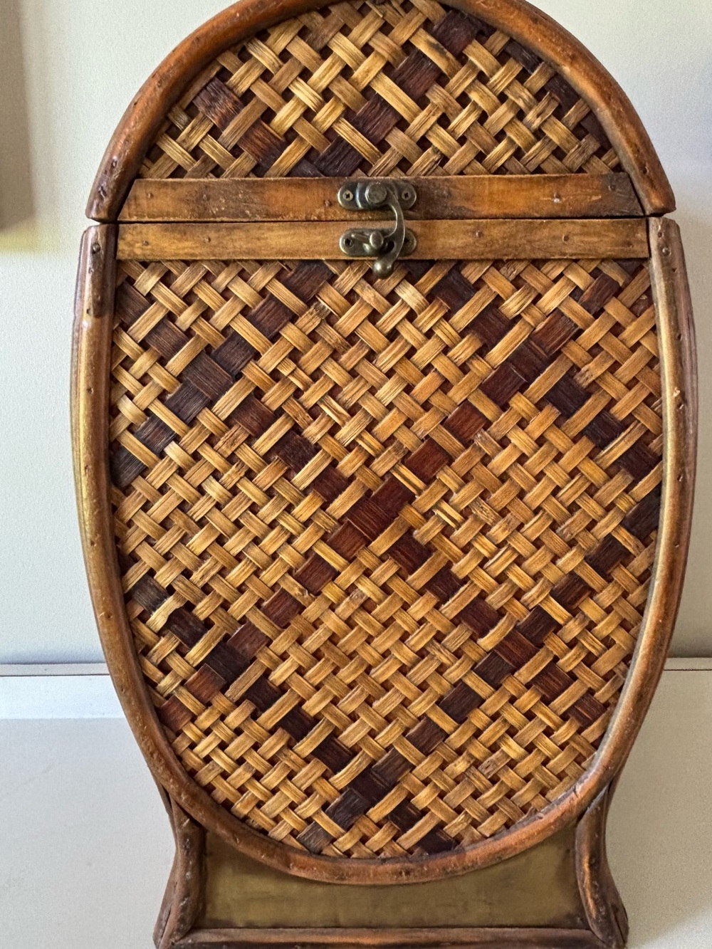 Woven Rattan Decorative Basket Box in Warm Brown Tones